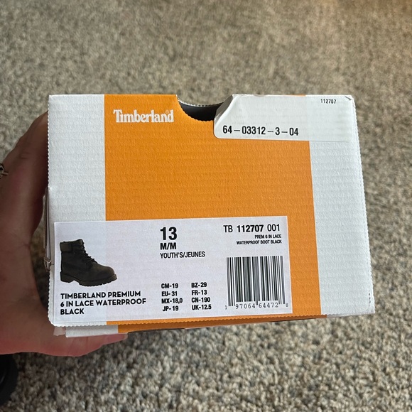 Timberland Youth Black Boots - Size 13 - Picture 7 of 9